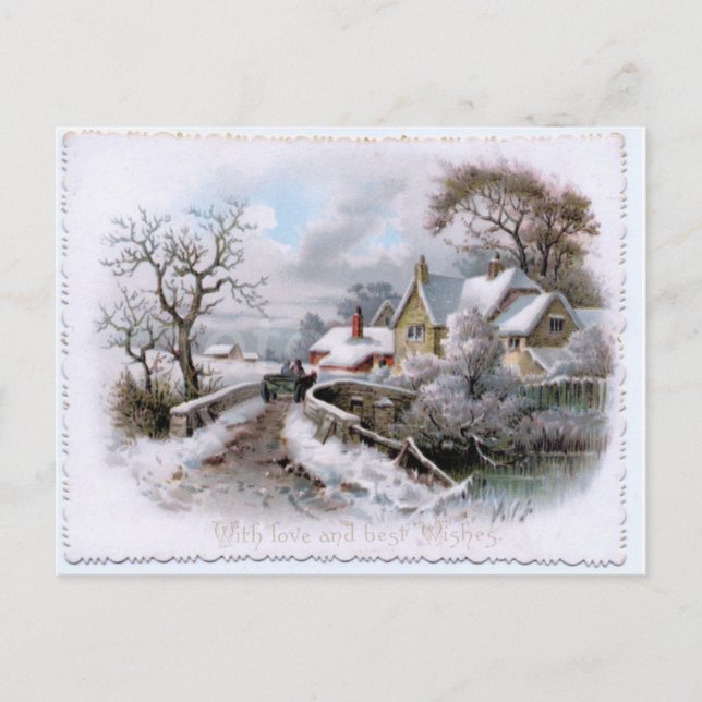 Cartes Pour Fêtes Annuelles Scène d'hiver de Noël (Devant)