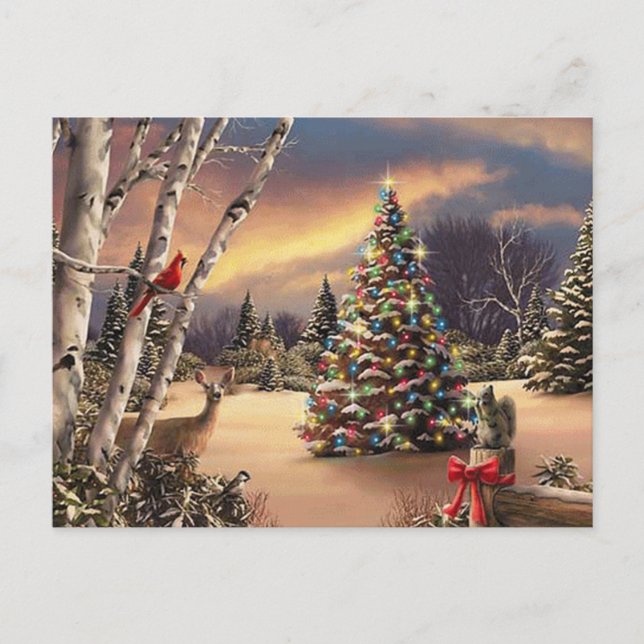 Cartes Pour Fêtes Annuelles Scène d'hiver de Noël (Devant)