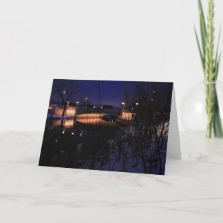 Cartes Pour Fêtes Annuelles Scène d'hiver de pont de rivière de Madison le