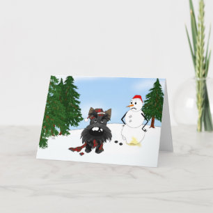 Cartes Pour Fêtes Annuelles Scène d'hiver de Terrier d'écossais