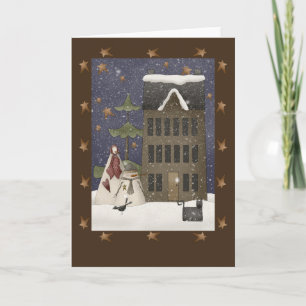 Cartes Pour Fêtes Annuelles Scène d'hiver du pays