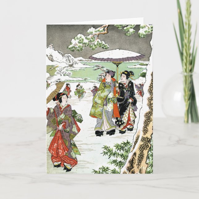 Cartes Pour Fêtes Annuelles Scène d'hiver japonaise (Devant)