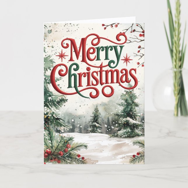 Cartes Pour Fêtes Annuelles Scène d'hiver Joyeux Noël (Devant)