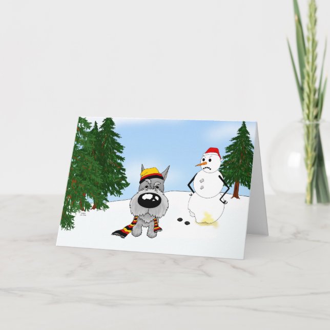 Cartes Pour Fêtes Annuelles Scène d'hiver Schnauzer (Devant)