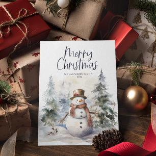 Cartes Pour Fêtes Annuelles Scène d'hiver Snowman Noël