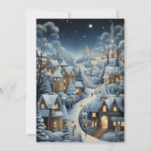 Cartes Pour Fêtes Annuelles Scène du village de Noël