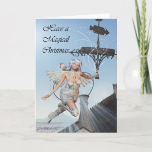 Cartes Pour Fêtes Annuelles Scène féerique de Noël, palette de temps se