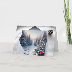 Cartes Pour Fêtes Annuelles Scène forestière d'hiver dans une enveloppe