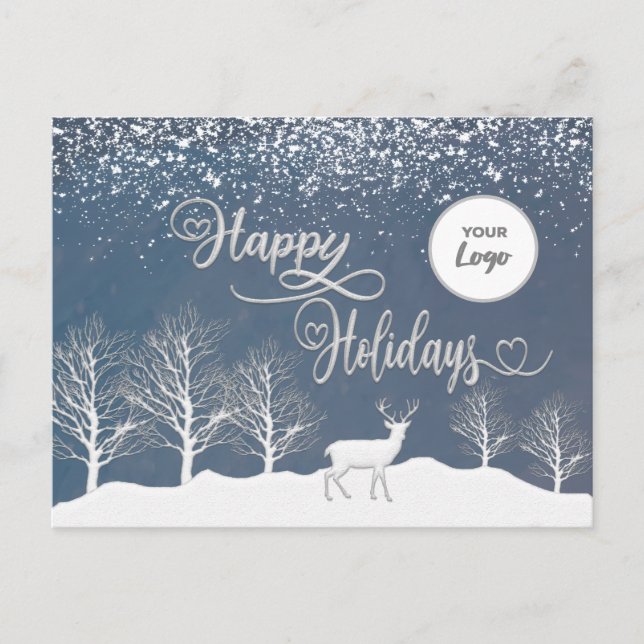 Cartes Pour Fêtes Annuelles Scène forestière d'hiver Joyeux vacances logo pers (Devant)