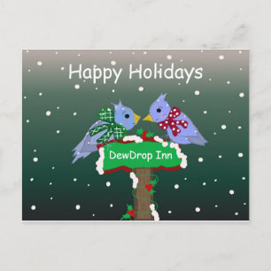 Cartes Pour Fêtes Annuelles Scène hivernale avec petits oiseaux