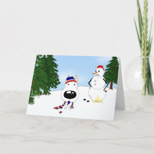 Cartes Pour Fêtes Annuelles Scène hivernale Bull Terrier