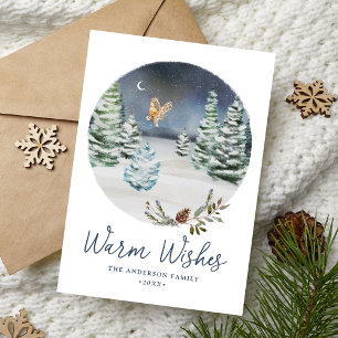 Cartes Pour Fêtes Annuelles Scène hivernale de chouette de boisland Vœux chale