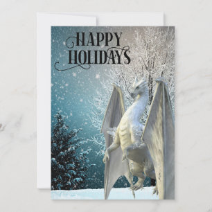 Cartes Pour Fêtes Annuelles Scène hivernale de dragon neige Joyeuses Fêtes