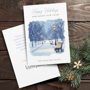 Cartes Pour Fêtes Annuelles Scène hivernale festive avec votre logo d'entrepri