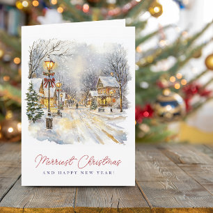 Cartes Pour Fêtes Annuelles Scène hivernale festive Noël le plus joyeux plié
