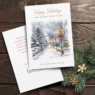 Cartes Pour Fêtes Annuelles Scène hivernale festive Votre logo Entreprise