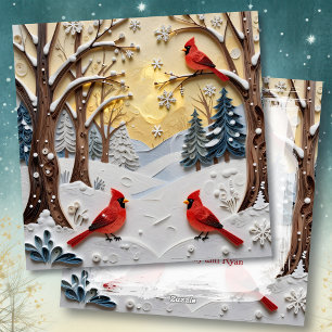 Cartes Pour Fêtes Annuelles Scène hivernale Forêt enchantée et cardinaux