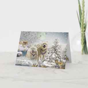 Cartes Pour Fêtes Annuelles Scène hivernale sibérienne Husky