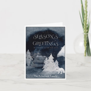 Cartes Pour Fêtes Annuelles Scène hivernale sombre classique avec renard Noël
