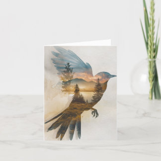 Cartes Pour Fêtes Annuelles Scène naturelle à l'intérieur de la silhouette d'u
