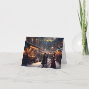 Cartes Pour Fêtes Annuelles Scène victorienne du marché de Noël
