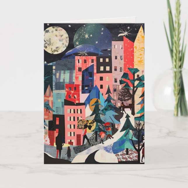Cartes Pour Fêtes Annuelles Scènes d'arbres de Noël uniques (Devant)