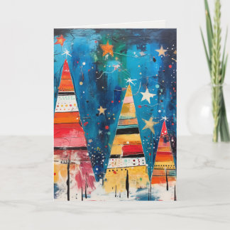 Cartes Pour Fêtes Annuelles Scènes d'arbres de Noël uniques