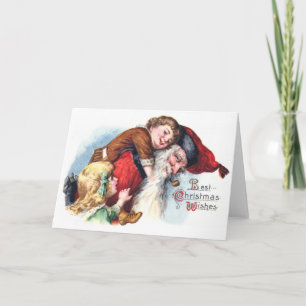 Cartes Pour Fêtes Annuelles Schmucker : Père Noël jouant avec des enfants