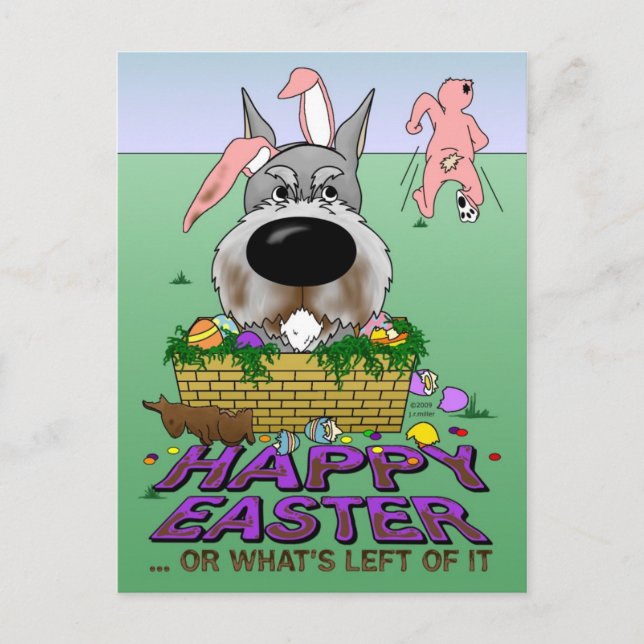 Cartes Pour Fêtes Annuelles Schnauzer Bonne Pâques (Devant)