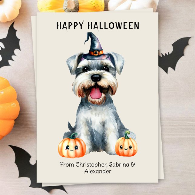 Cartes Pour Fêtes Annuelles Schnauzer Chien Halloween heureux (Créateur téléchargé)