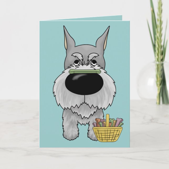 Cartes Pour Fêtes Annuelles Schnauzer - Easter Bone Hunt, Anyone ? (Devant)