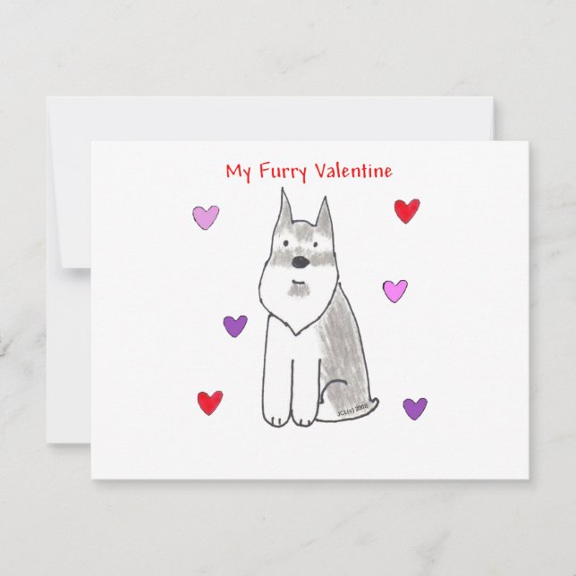Cartes Pour Fêtes Annuelles Schnauzer Furry Valentine (Devant)