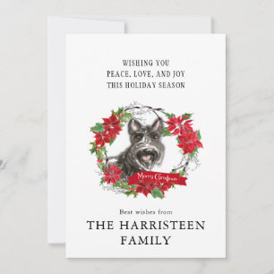 Cartes Pour Fêtes Annuelles Schnauzer Terrier Aquarelle noire Noël