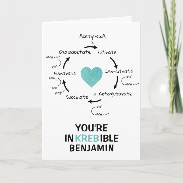 Cartes Pour Fêtes Annuelles Science Valentine Kreb's Cycle Biologie Coeur (Devant)