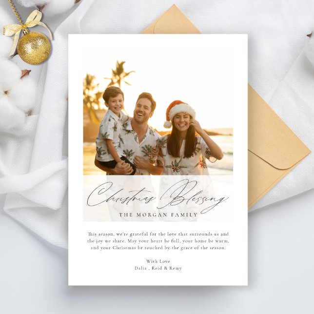 Cartes Pour Fêtes Annuelles Scipt Christmas Bénédiction Tropical Sunset Photo (Créateur téléchargé)
