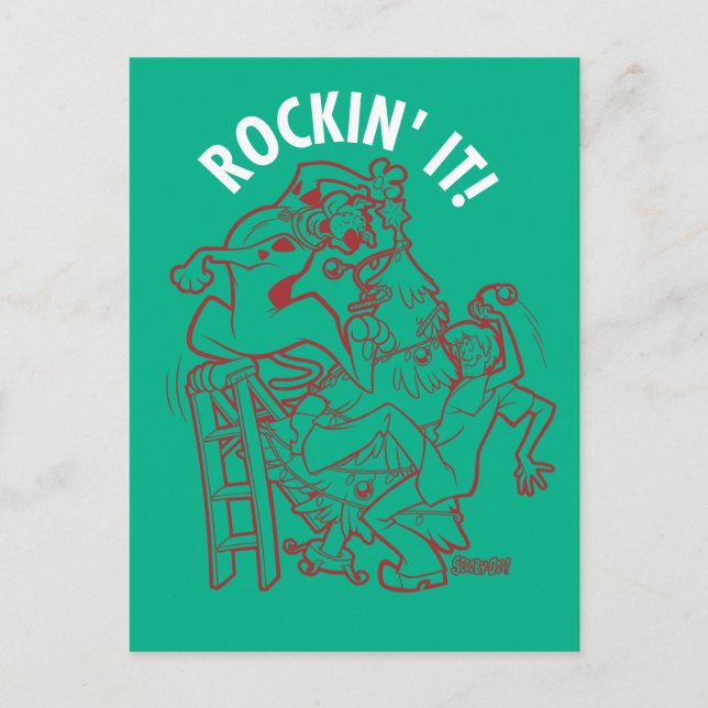 Cartes Pour Fêtes Annuelles Scooby-Doo & Shaggy Rockin 'Il Arrondit L'Arbre (Devant)