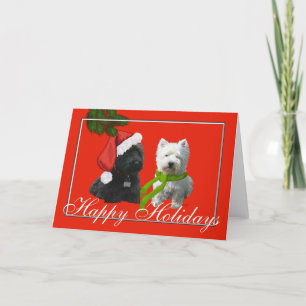 Cartes Pour Fêtes Annuelles Scottie et Westie Happy Holidays