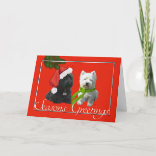 Cartes Pour Fêtes Annuelles Scottie et Westie Joyeuses Fêtes
