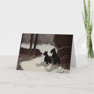 Cartes Pour Fêtes Annuelles Scotties par une nuit hivernale surréaliste