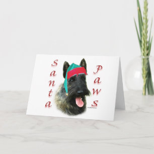 Cartes Pour Fêtes Annuelles Scottish Terrier (brindle) Père Noël Paws