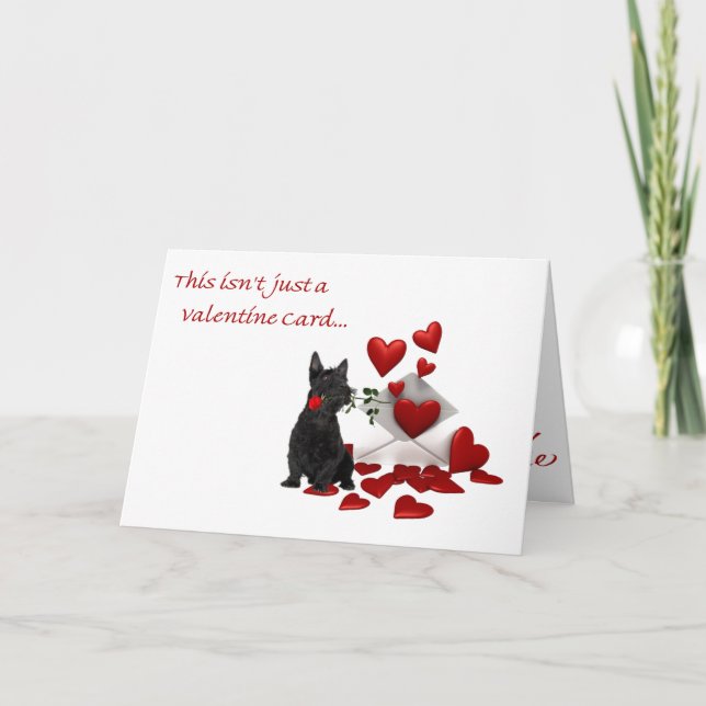Cartes Pour Fêtes Annuelles Scottish Terrier Rose et Hearts Valentine (Devant)
