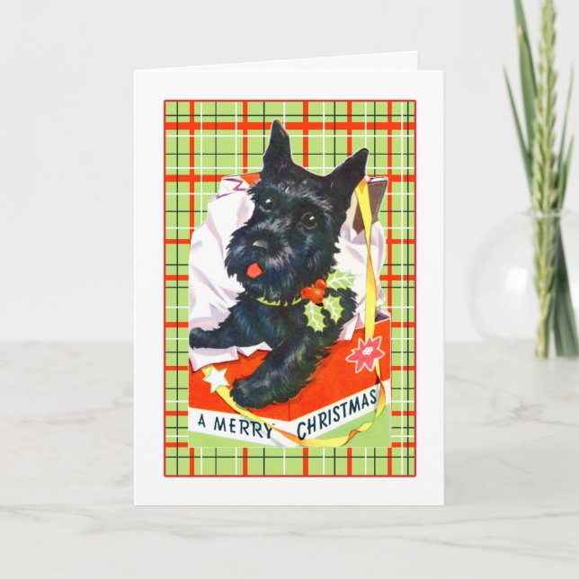Cartes Pour Fêtes Annuelles Scotty Dog Merry Christmas Card (Devant)