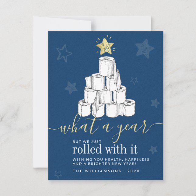 Cartes Pour Fêtes Annuelles Script Année 2020 Papier toilette Arbre de Noël (Devant)