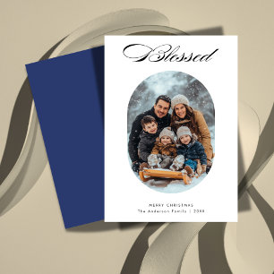 Cartes Pour Fêtes Annuelles Script Bénéficié moderne photo de Noël religieux