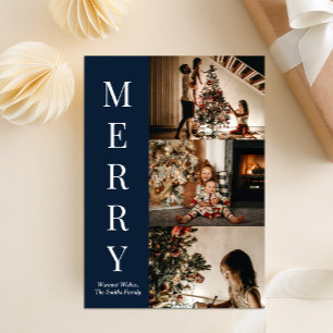 Cartes Pour Fêtes Annuelles Script bleu moderne Joyeux Noël Photo