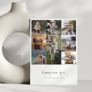 Cartes Pour Fêtes Annuelles Script Bonne Année Minimaliste Grille de 9 Photos