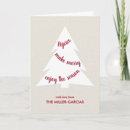 Cartes Pour Fêtes Annuelles Script bordeaux Arbre de Noël Toile Beige Photo