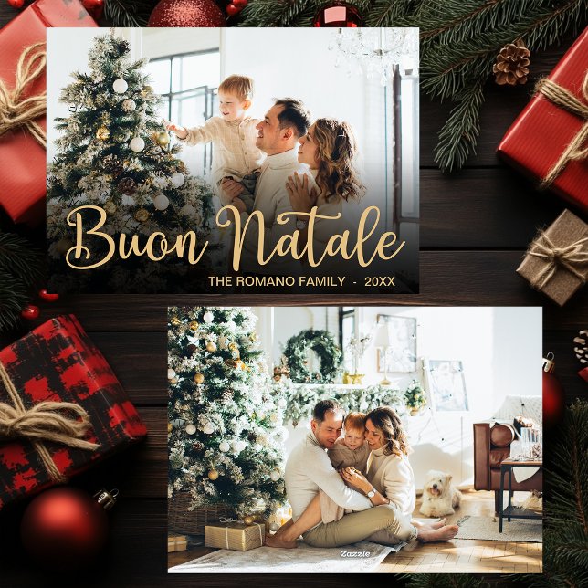Cartes Pour Fêtes Annuelles Script Buon Natale Photo Holiday Card (Créateur téléchargé)