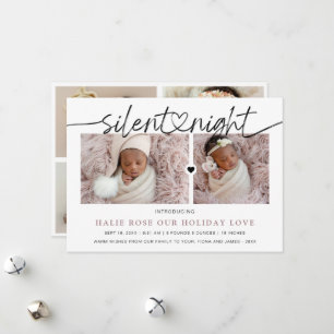 Cartes Pour Fêtes Annuelles Script Coeur lié Silent Night Photo Collage