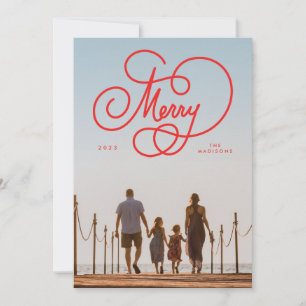 Cartes Pour Fêtes Annuelles Script Cursive Joyeux Flourdissement Plein Photo V
